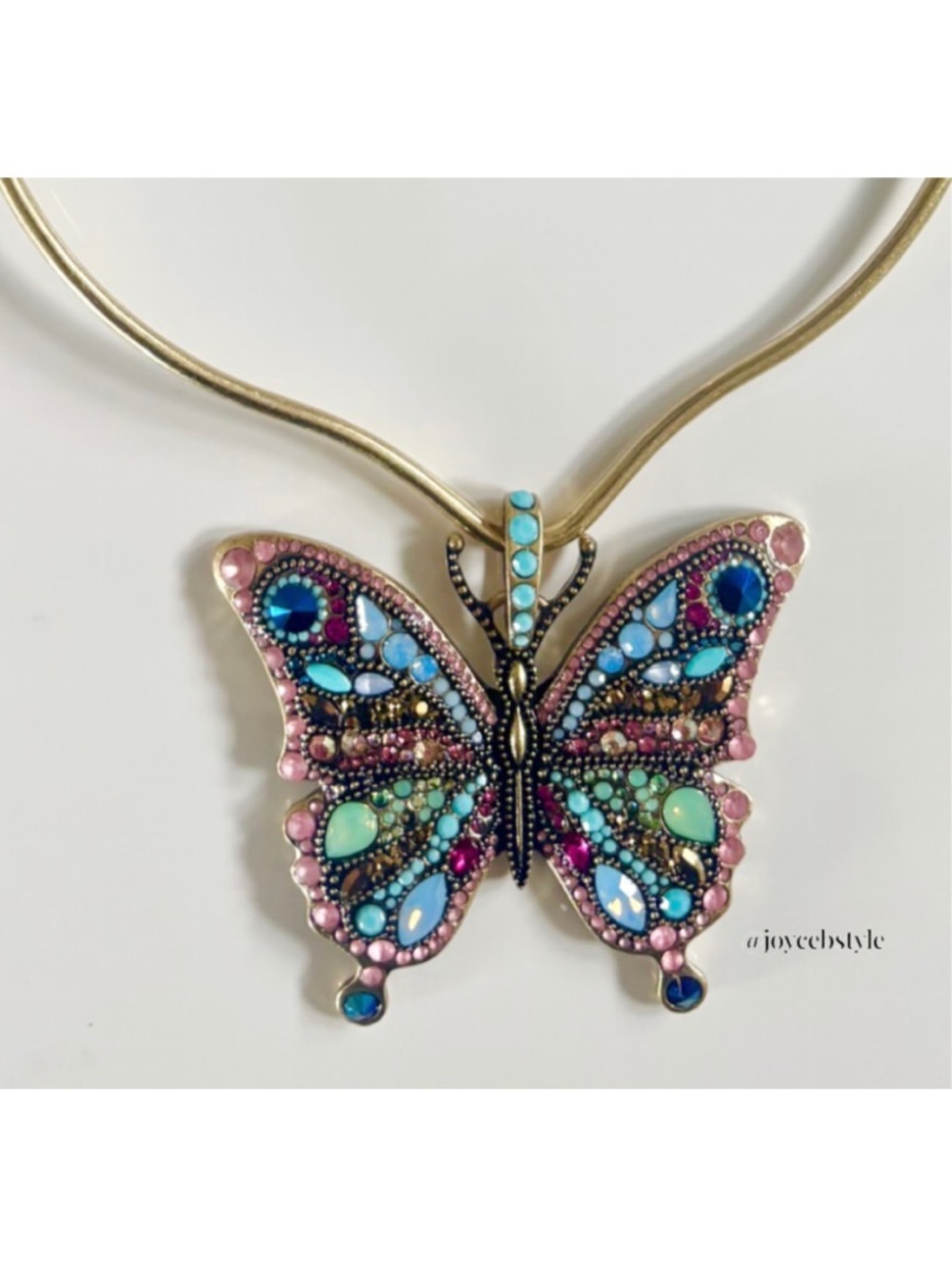 **SOLD!** Betsey Johnson Boho Butterfly Stone Butterfly Round Wire Necklace NWT